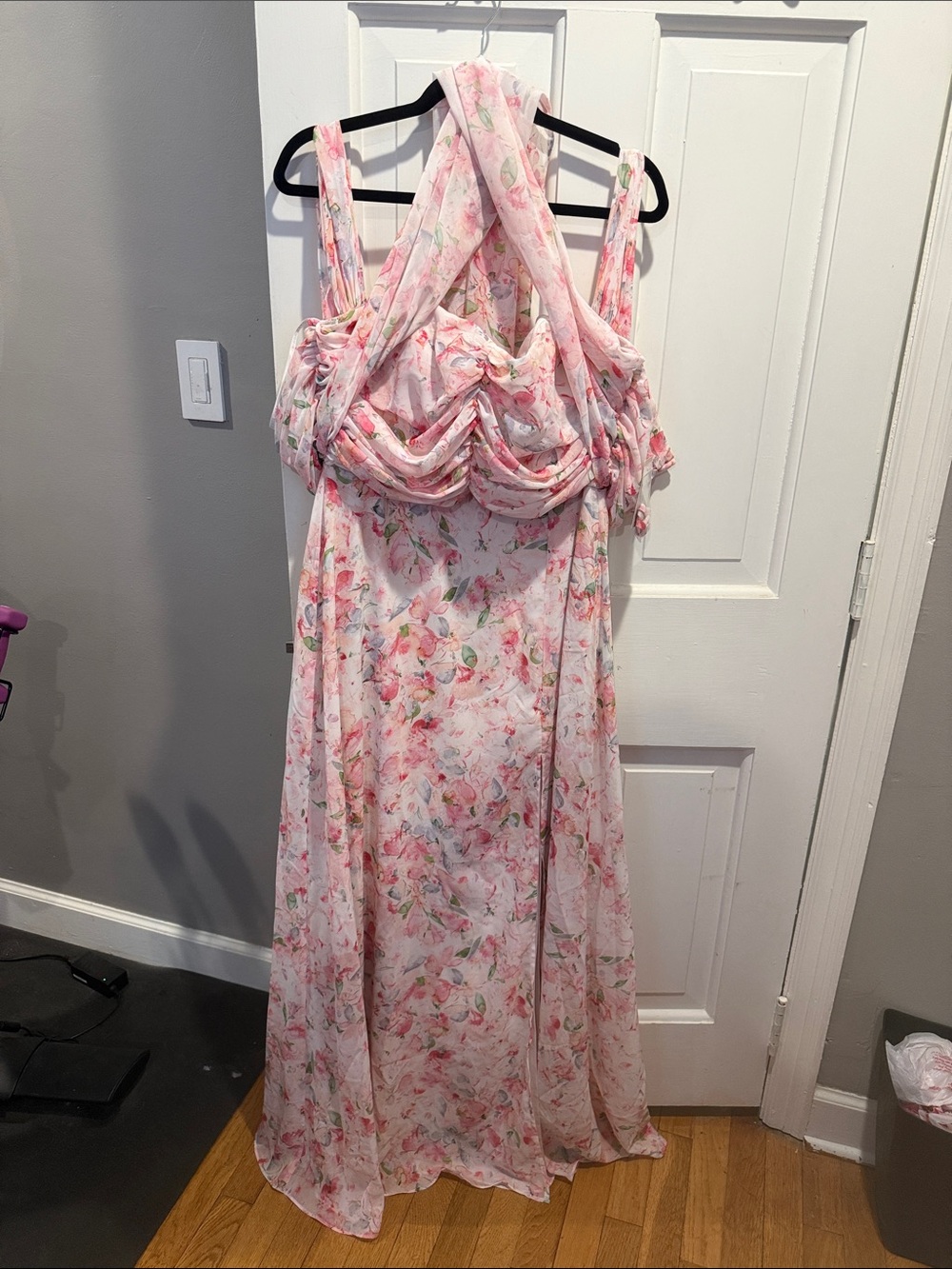 Floral Pink Maxi Bridesmaid/Wedding Guest Dress